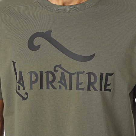 La Piraterie - Tee Shirt Oversize Large Logo Vert Kaki Noir