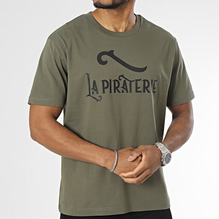 La Piraterie - Tee Shirt Oversize Logo Grande Verde Khaki Nero