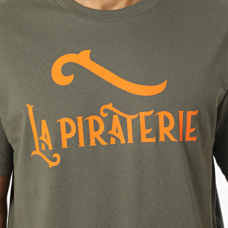 La Piraterie - Tee Shirt Oversize Large Logo Vert Kaki Orange