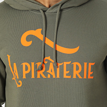 La Piraterie - Felpa con cappuccio Logo Verde Khaki Arancione