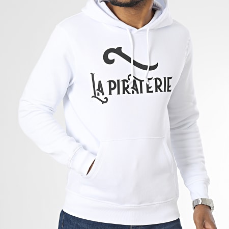 La Piraterie - Sweat Capuche Logo Blanc Noir