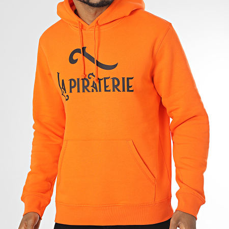 La Piraterie - Sweat Capuche Logo Orange Noir