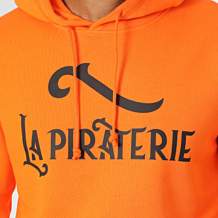 La Piraterie - Sweat Capuche Logo Orange Noir