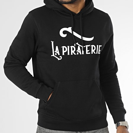La Piraterie - Sweat Capuche Logo Noir Blanc