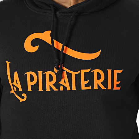 La Piraterie - Felpa con cappuccio con logo nero arancione
