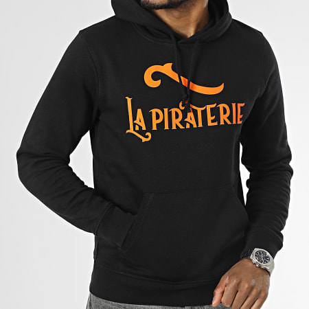 La Piraterie - Felpa con cappuccio con logo nero arancione