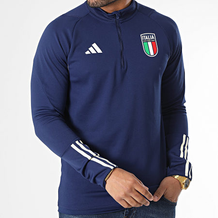 Adidas Sportswear - Tee Shirt Manches Longues A Bandes FIGC HS9852 Bleu Marine