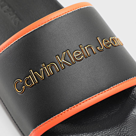 Calvin Klein - Claquettes Slide Institutional Black Orange