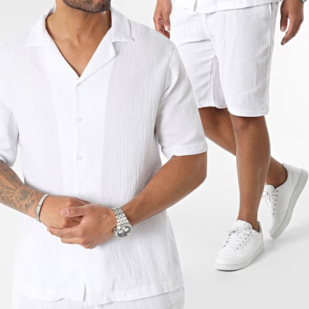 Frilivin - Conjunto Camisa Manga Corta Y Short Blanco