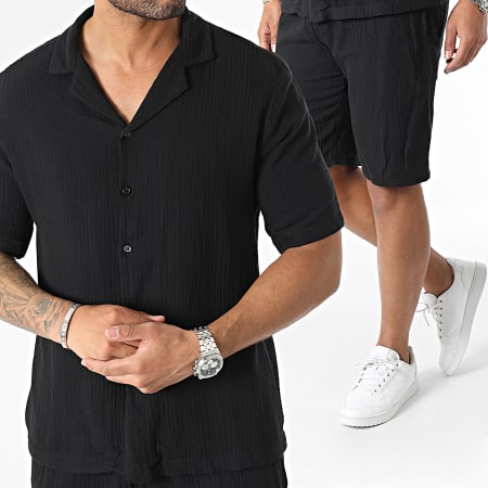 Frilivin - Set camicia e pantaloncini neri a maniche corte