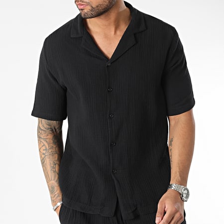 Frilivin - Conjunto de camisa de manga corta y pantalón corto Negro