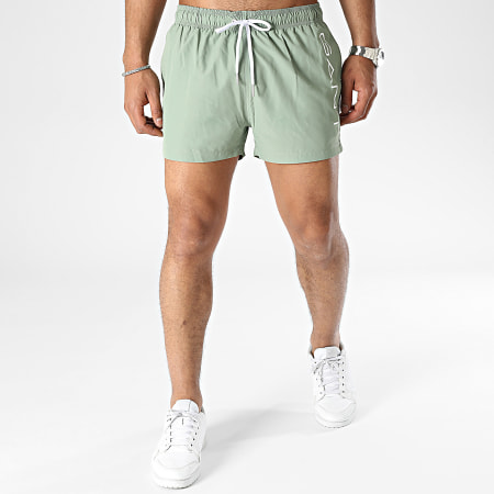 Gant - Pantaloncini da bagno leggeri con logo 922116017 Verde Khaki
