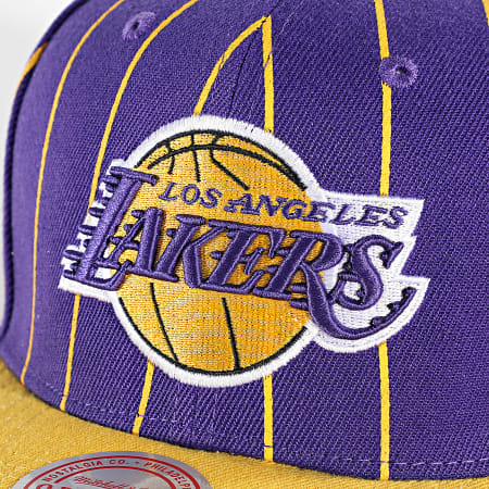 Mitchell and Ness - Team Pinstripe Snapback Cap Los Angeles Lakers Purple Yellow