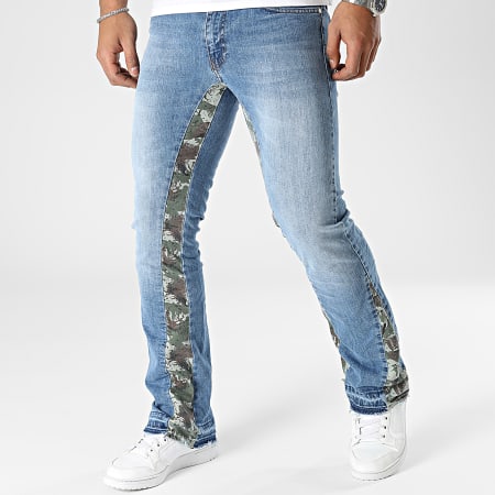 Ikao - Vaqueros azules de camuflaje con banda Regular Jeans