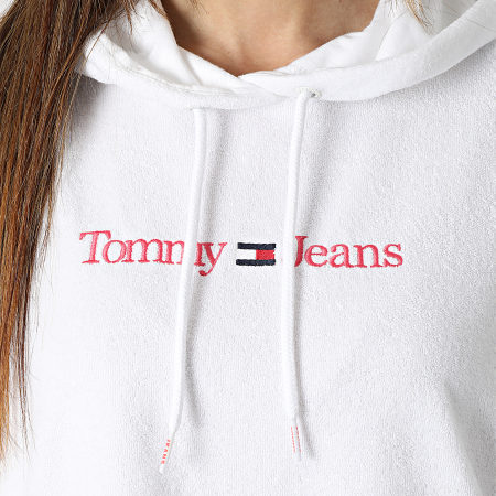 Tommy Jeans - Sweat Capuche Crop Femme Towelling 4345 Blanc