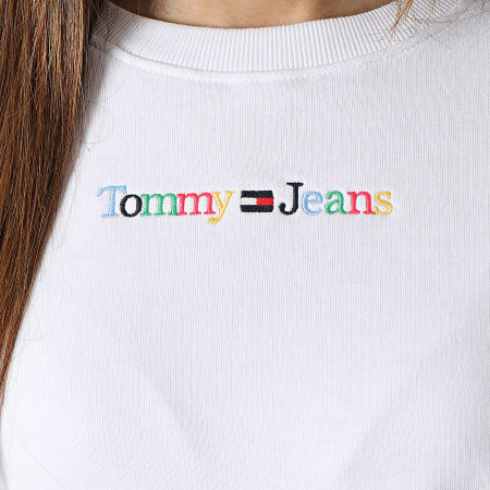 Tommy Jeans - Felpa donna Color Serif Linear 5648 a girocollo Bianco