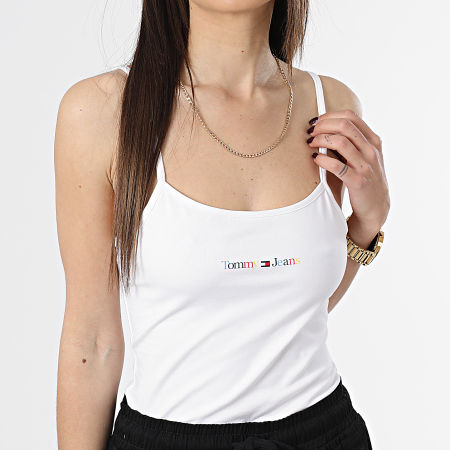 Tommy Jeans - Camiseta de tirantes Color Linear Crop Mujer 5442 Blanco