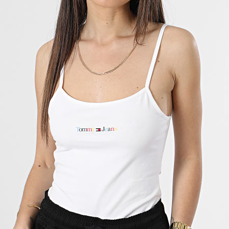 Tommy Jeans - Camiseta de tirantes Color Linear Crop Mujer 5442 Blanco