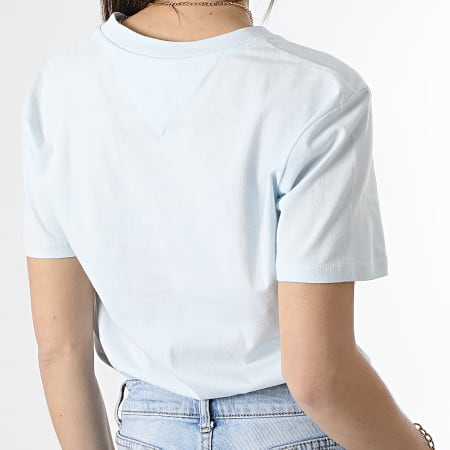 Tommy Jeans - Tee Shirt Femme Color Serif 5447 Bleu Ciel