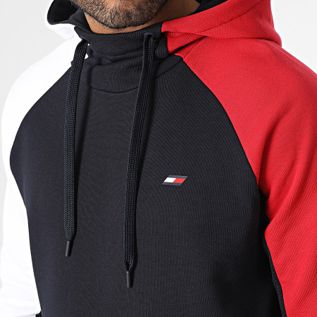 Tommy Hilfiger - Sudadera con capucha Colorblocked Mix Media 0380 Navy Red White