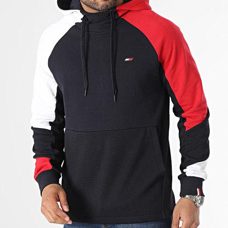 Tommy Hilfiger - Sudadera con capucha Colorblocked Mix Media 0380 Navy Red White