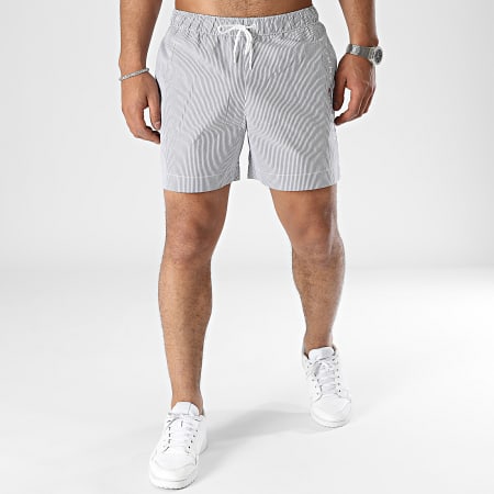 Tommy Hilfiger - Shorts de baño de rayas medianas con cordón 2903 Blanco Gris