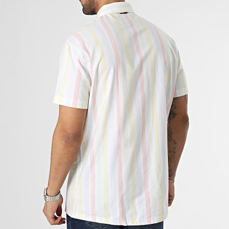 Tommy Jeans - Chemise Manches Courtes A Rayures Classic Bold Stripe 5931 Blanc Jaune Rose Vert