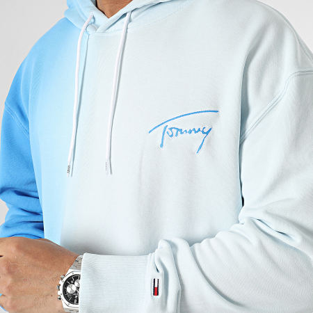 Tommy Jeans - Felpa con cappuccio Relaxed Dye Sign 6367 Blu cielo