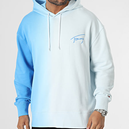 Tommy Jeans - Sweat Capuche Relaxed Dye Sign 6367 Bleu Ciel