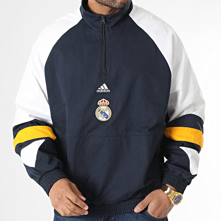 Adidas Sportswear - Sweat Col Zippé Real Madrid Icon HT6455 Bleu Marine Blanc