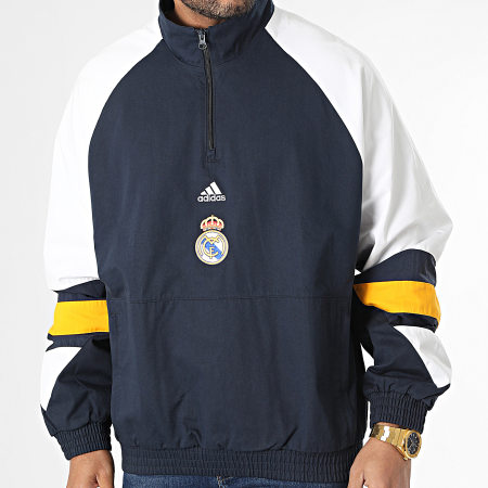 Adidas Sportswear - Sweat Col Zippé Real Madrid Icon HT6455 Bleu Marine Blanc