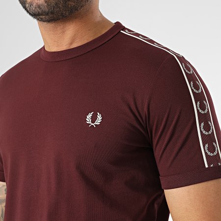 Fred Perry - Tee Shirt A Bandes Contrast Tape Ringer M4613 Bordeaux