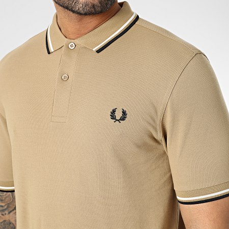 Fred Perry - Polo Manches Courtes Twin Tipped M3600 Beige Foncé