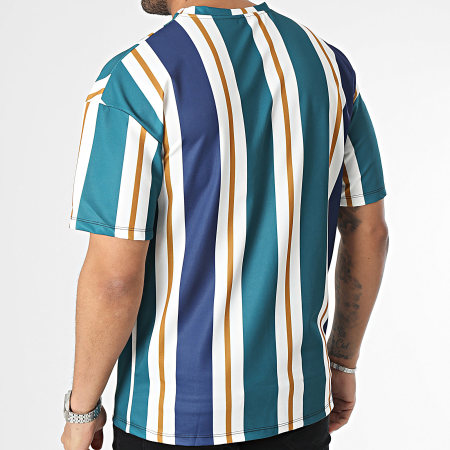 T-shirt Vintage à Rayures Vert Et Blanc - Taille T/M (38/40/42) - Coton/élasthanne - Fait Main En Italie