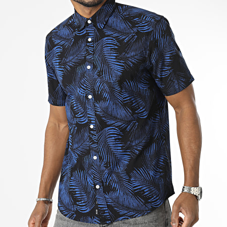 Only And Sons - Chemise Manches Courtes Bes Noir Bleu Roi Floral