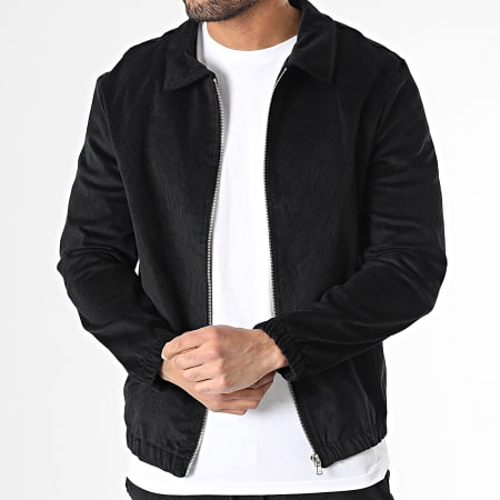 Aarhon - Conjunto de chaqueta negra con cremallera y pantalón cargo