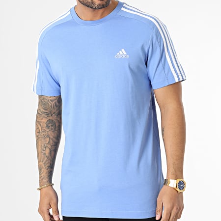 Adidas Sportswear - Tee Shirt A Bandes 3 Stripes IC9346 Bleu Clair