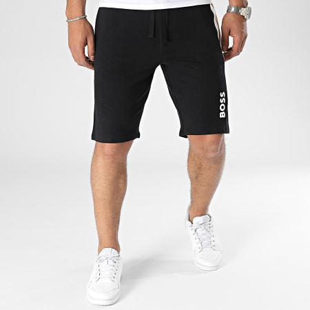 BOSS - Pantalones cortos de jogging con rayas 50491511 Negro