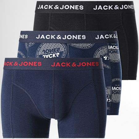 Jack And Jones - Lot De 3 Boxers Cartin Noir Bleu Marine