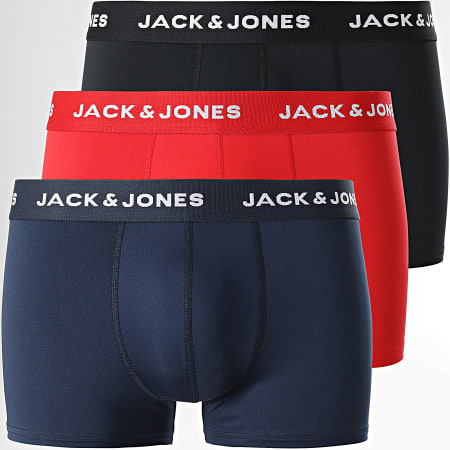 Jack And Jones - Set De 3 Boxers Coby Negro Rojo Azul Marino