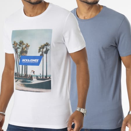 Jack And Jones - Lote de 2 camisetas Gema Blanco Azul