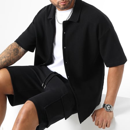 LBO - Conjunto de camisa de manga corta y pantalón corto cargo 2907 2908 Negro