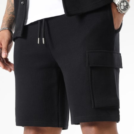 LBO - Conjunto de camisa de manga corta y pantalón corto cargo 2907 2908 Negro