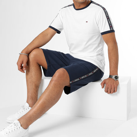 Tommy Hilfiger - Maglietta a righe e pantaloncini da jogging 0562 0707 Set blu navy e bianco
