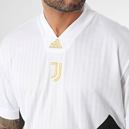 Adidas Sportswear - Tee Shirt Col V Juventus Icon HS9807 Blanc Doré