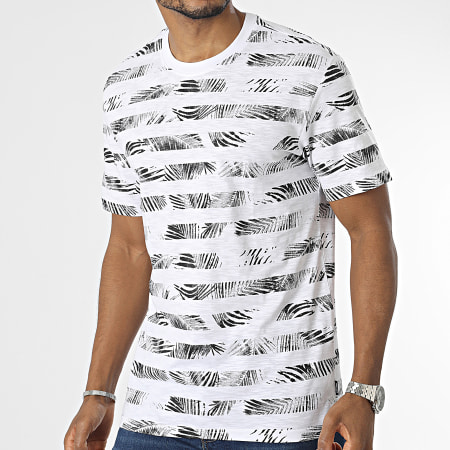Only And Sons - Perry Life Reg Leaf Stripe Camiseta Floral Blanca