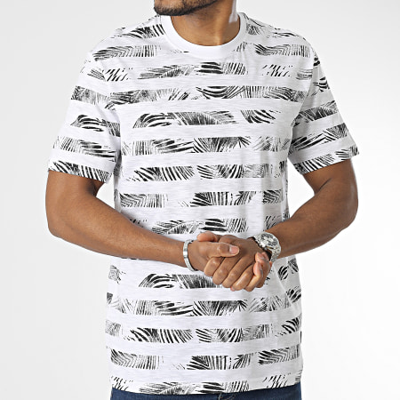 Only And Sons - Tee Shirt Perry Life Reg Leaf Stripe Blanc Floral