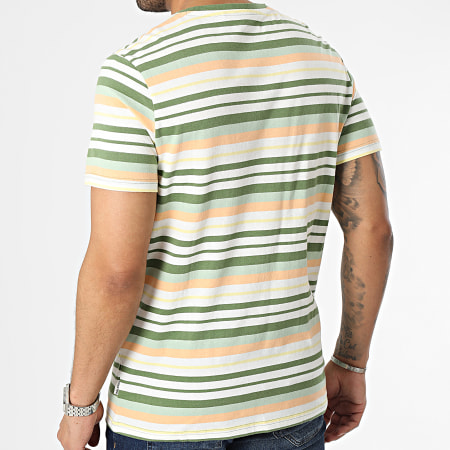 Blend - Camiseta a rayas 20715326 Blanco Verde Caqui