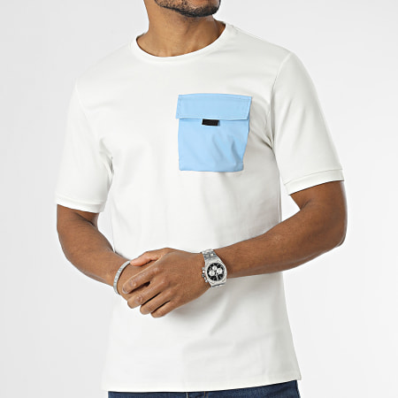 Uniplay - Tee Shirt Poche Blanc Bleu Ciel