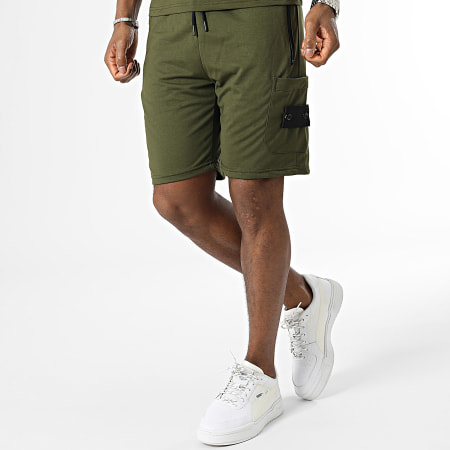 Zayne Paris  - Conjunto de camiseta verde caqui y pantalón corto tipo cargo